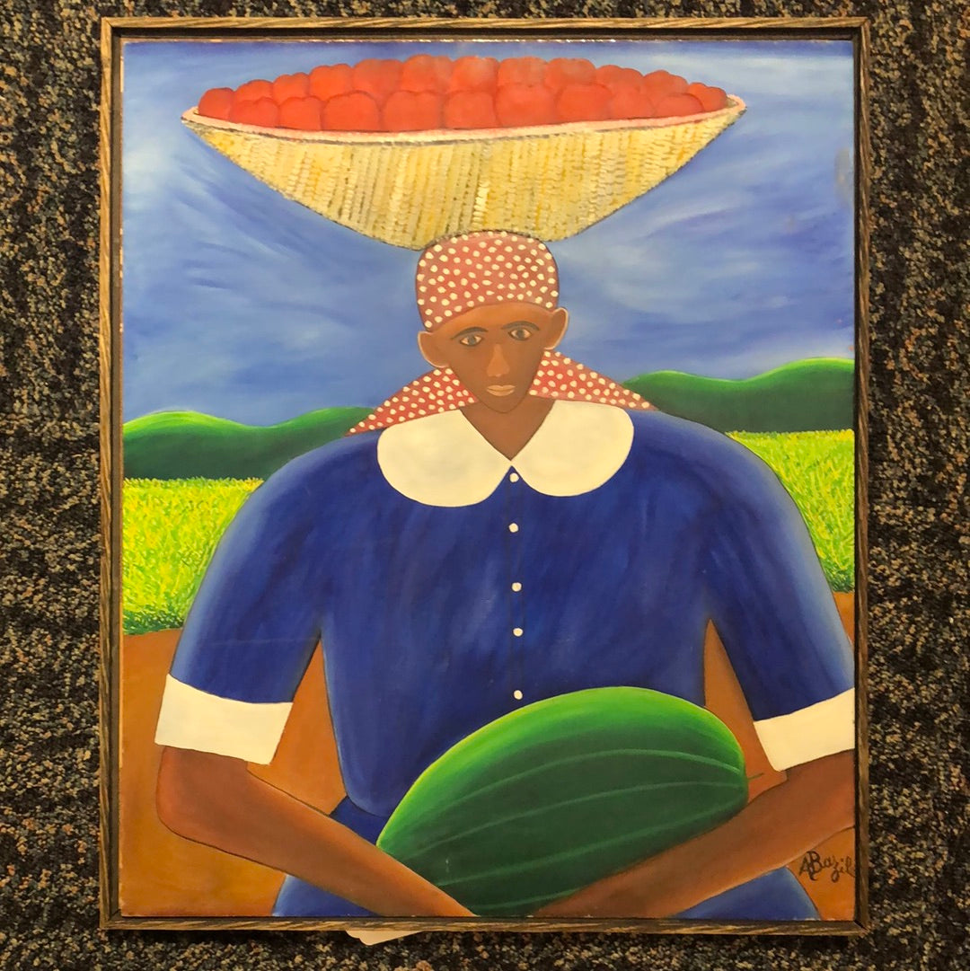 Woman Holding Melon by Alberoi Bazile (21" x 25")