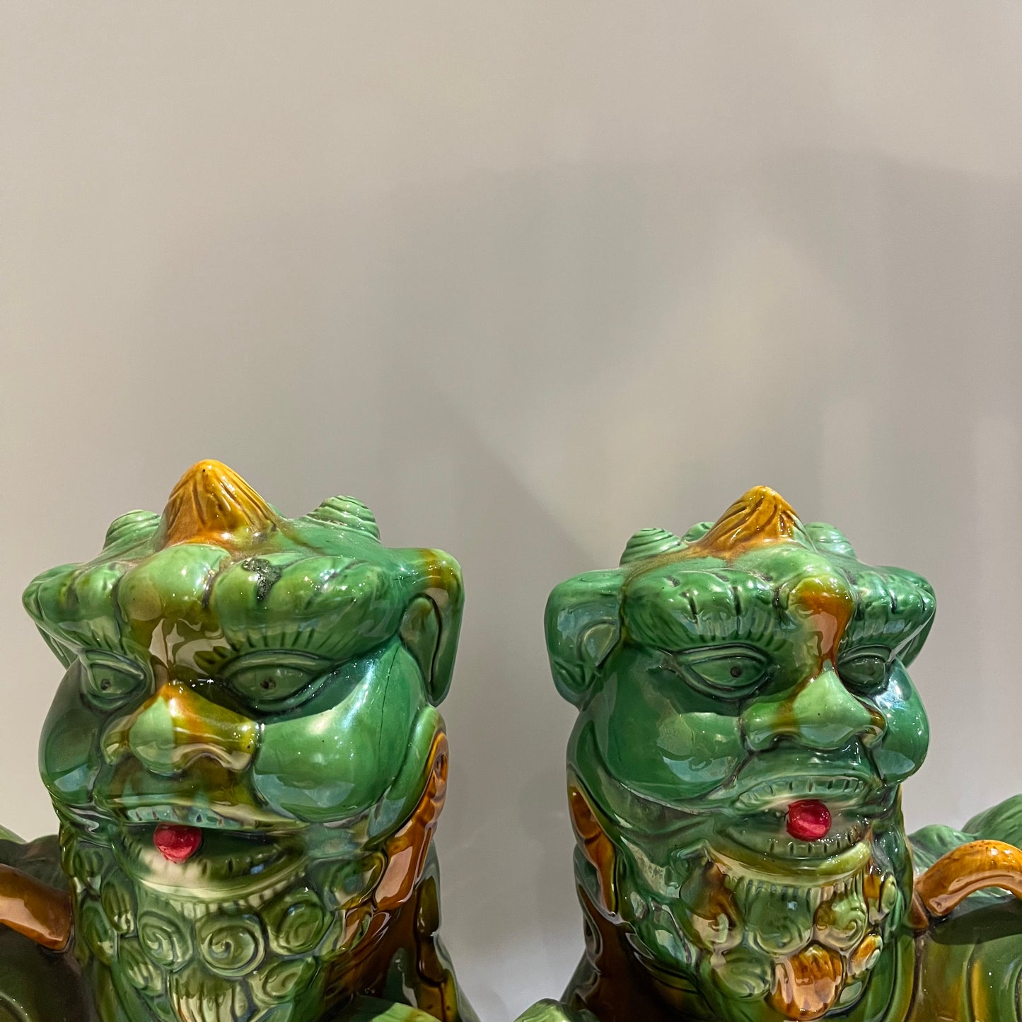 Set of 2 Green Fu Dogs 13" x 8" x 4.5"