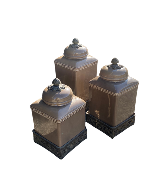 Square Tan Decanters (Set of 3)