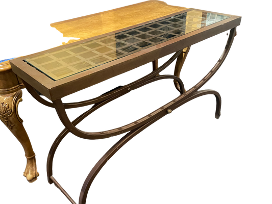 (AS IS) Bombay Regency Style Lattice Console Table 49" X 40" X 16"